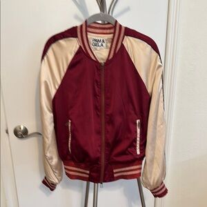 Palm Angels Red and Cream Varsity Jacket